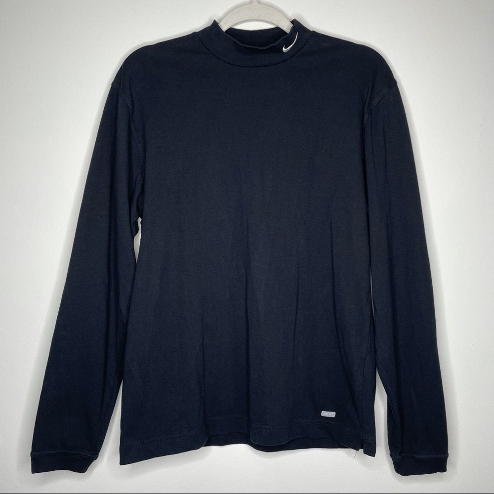 Nike Teams VTG Black Mock Neck Long Sleeve Base Layer Training Shirt Vintage 90s